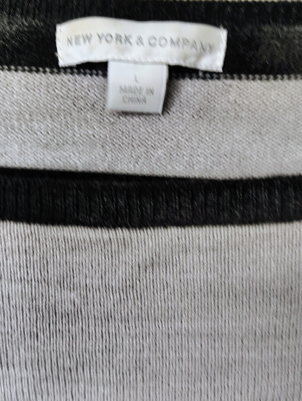 New York & Company Striped Sweater Classic black and gray striped lightweight - Picture 2 of 4